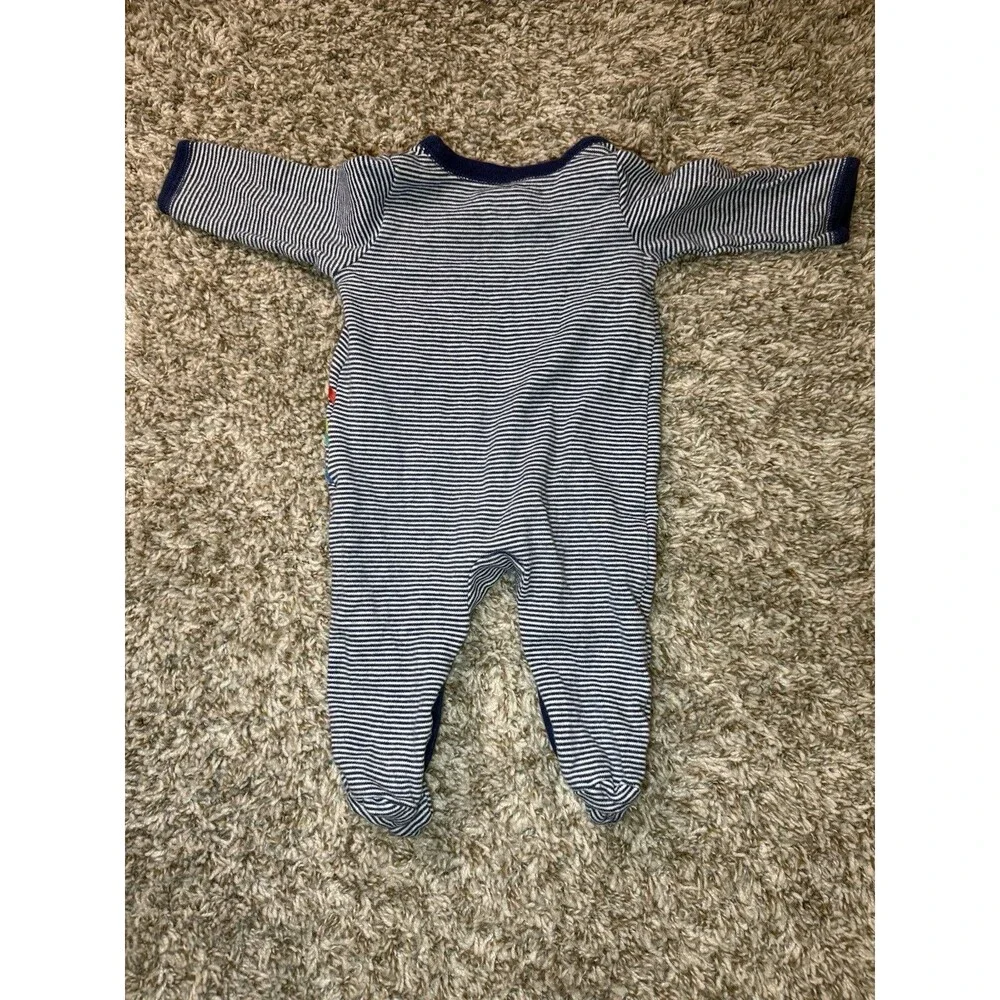 Carter's Baby Boy 3M Footed Sleeper Pajamas Navy White Stripes Rocket Ship
